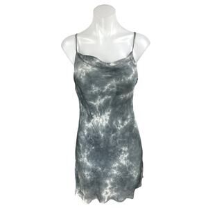 Olivaceous Gray Tie Dye Sleeveless Cowl Neck Cami Camisole Mini Tank Dress Sz M